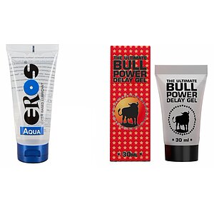 Pachet Lubrifiant Eros Aqua + Gel Ejaculare Prematura Bull Power Delay 30ml pe Denysa.ro