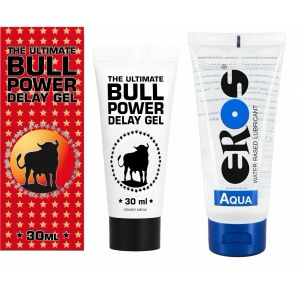 Pachet Lubrifiant Eros Aqua + Gel Ejaculare Prematură Bull Power Delay 30ml pe Denysa.ro