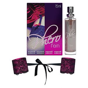 Pachet Parfum Feromoni PheroFem 15ml + Cătușe Obsessive Roseberry Mov Roz pe Denysa.ro