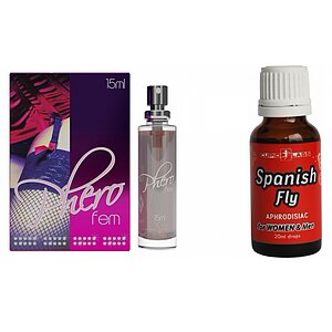 Pachet Parfum Feromoni PheroFem 15ml + Picaturi Afrodisiace Spanish Fly 20ml