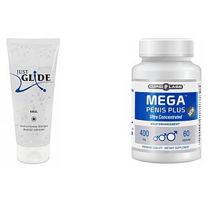 Pachet Pastile Marirea Penisului Mega Penis Plus Si Lubrifiant Just Glide Anal 200ml pe Denysa.ro