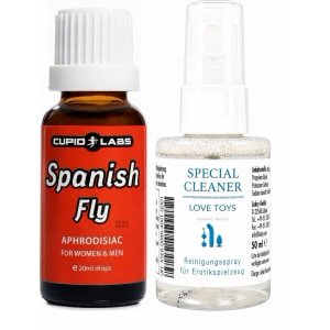 Pachet Picături Afrodisiace Spanish Fly 20ml + Special Cleaner Love Toys 50ml pe Denysa.ro