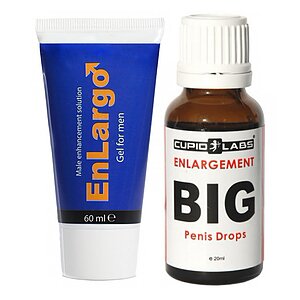 Pachet Picături Big Penis Drops 20ml + Cremă Mărirea Penisului Enlargo 100ml pe Denysa.ro