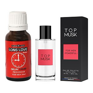 Pachet Picături Ejaculare Precoce Long Love 20ml + Parfum Feromoni Top Musk 75ml pe Denysa.ro