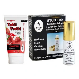 Pachet Spray Stud 100 Original + Lubrifiant Sex Oral Căpșuni 100ml pe Denysa.ro