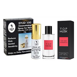 Pachet Spray Stud 100 Original + Parfum Feromoni Top Musk 75ml pe Denysa.ro
