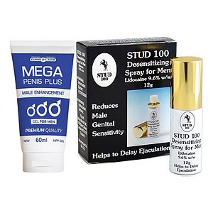 Pachet Spray Stud 100 Original Și Gel Mărire Penis Mega Penis Plus 65ml pe Denysa.ro