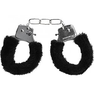 Pleasure Handcuffs Furry Negru pe Denysa.ro