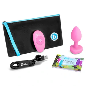 Plug Anal B-Vibe cu Inimă - 15 Moduri, 6 Nivele Roz
