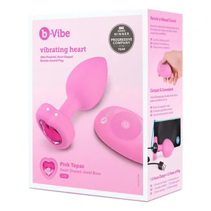 Plug Anal B-Vibe cu Inimă - 15 Moduri, 6 Nivele Roz