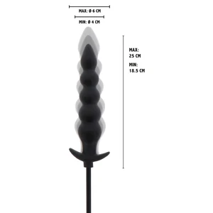 Plug Anal Gonflabil Striat Negru - 18.5–23 cm