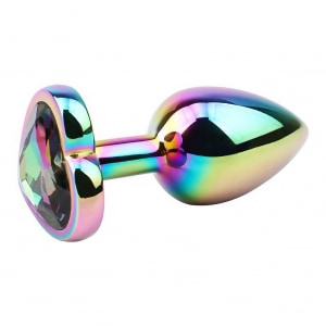 Rainbow Heart Plug Anal Din Aluminiu cu Bijuterie, Potrivită Multicolor