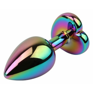 Rainbow Heart Plug Anal Din Aluminiu cu Bijuterie, Potrivită Multicolor