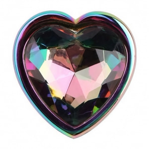 Rainbow Heart Plug Anal Din Aluminiu cu Bijuterie, Potrivită Multicolor