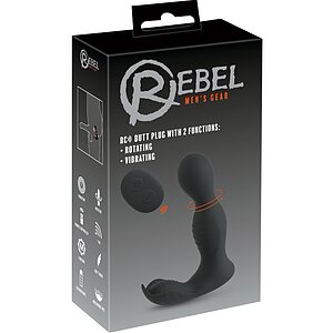 Plug Anal RC 2 Funcții, Rotativ și Vibrant Negru
