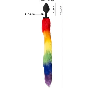Plug Anal You2Toys cu Coadă Pufoasă Rainbow 42 cm Negru