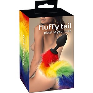 Plug Anal Cu Coada Pufoasa Multicolora 42 Cm