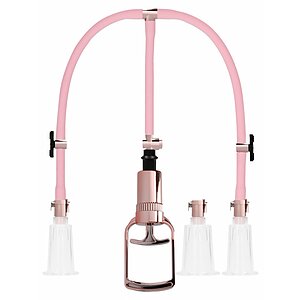 Pompa Clitoris Si Sfarcuri Set Gold Roz pe Denysa.ro