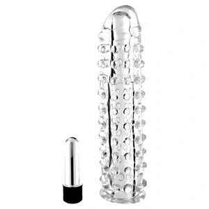 Prelungitor Penis Silicon Vibro Sleeve Transparent pe Denysa.ro