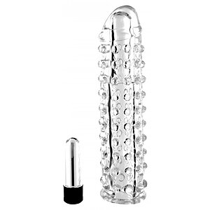 Prelungitor Penis Silikon Vibro Sleeve Transparent