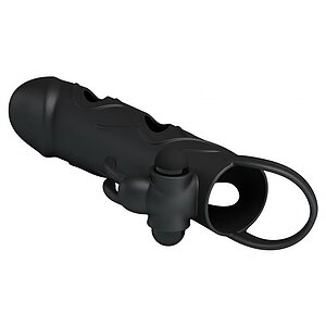 Prelungitor Pretty Love Penis Sleeve With Ball Strap Negru