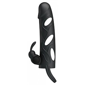 Prelungitoare Pentru Penis Prelungitor Pretty Love Penis Sleeve With Ball Strap Negru