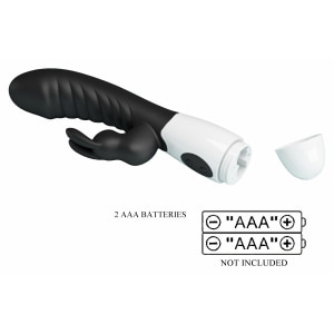 Pretty Love Naughty Bunny – Dublu Stimulator, 30 Moduri Negru
