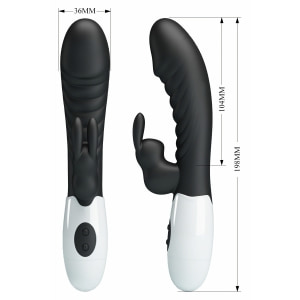 Pretty Love Naughty Bunny – Dublu Stimulator, 30 Moduri Negru