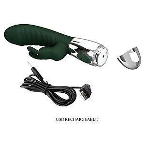 Pretty Love Naughty Bunny Green — 30 Moduri, Dublă Stimulare Verde