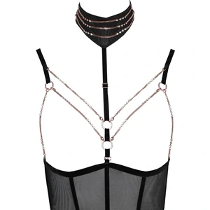 Body Abierta Fină Tessa Negru XL