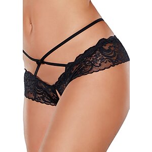 Chilot Allure Open Panty Lace Band Criss Cross Negru pe Denysa.ro