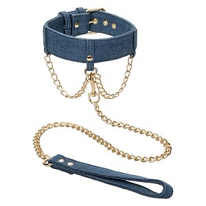 Ride Em Denim Collar and Leash Albastru pe Denysa.ro