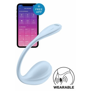 Satisfyer Smooth Petal Connect Vibrator Purtabil 12 Moduri Albastru pe Denysa.ro