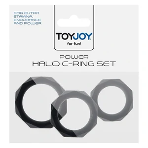 Set 3 Inele Penis Power Halo C-Ring Set Negru