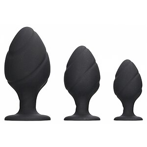 Set Anal Plug Swirled Negru pe Denysa.ro