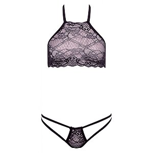 Set Barely Bare Dual Strap Panty Bralette Negru pe Denysa.ro