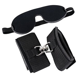 Set Blindfold Handcuffs Negru pe Denysa.ro