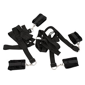 Set Cătușe Mâini Și Glezne Bed Shackles Negru pe Denysa.ro