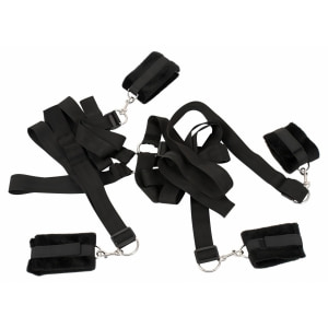 Set Cătușe Mâini Și Glezne Bed Shackles Negru pe Denysa.ro