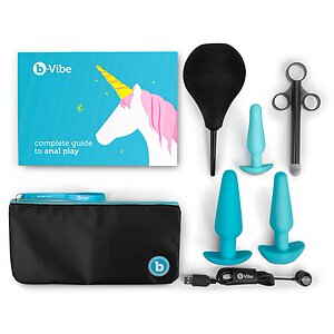 Set Educational Anal Plug B-Vibe Turcoaz pe Denysa.ro