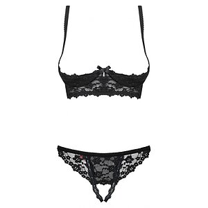 Set Fără Cupe Obsessive Letica Negru L-XL