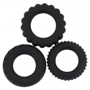 Set Inele Penis Titan 3 în 1 Silicone Negru pe Denysa.ro