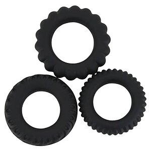 Set Inele Penis Titan 3 în 1 Silicone Negru pe Denysa.ro