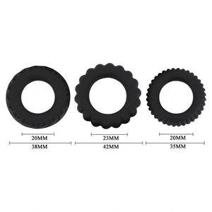 Set Inele Penis Titan 3 în 1 Silicone Negru