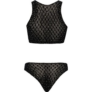 Set Intim Fantasy Cottelli Collection – Top + Tanga S-L Negru S-L