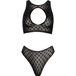 Set Intim Fantasy Cottelli Collection – Top + Tanga S-L Negru S-L