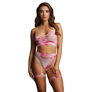 Set Le Desir Tie Dye Bra Set with Garters Roz S-L