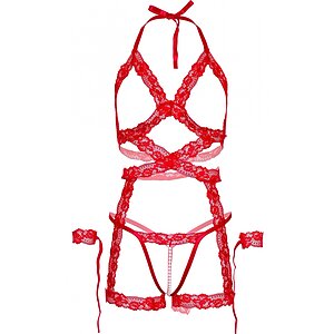 Set Leg Avenue Cami Cuffs Roșu pe Denysa.ro