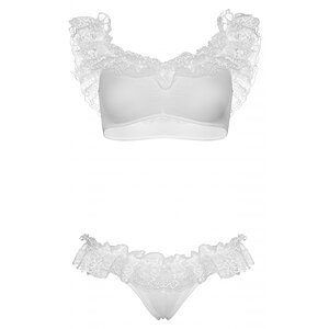Set Leg Avenue Lace Ruffle Alb pe Denysa.ro