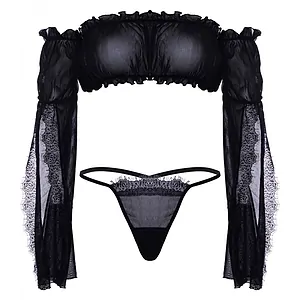Set Leg Avenue Mesh Bandeau Negru XS-L